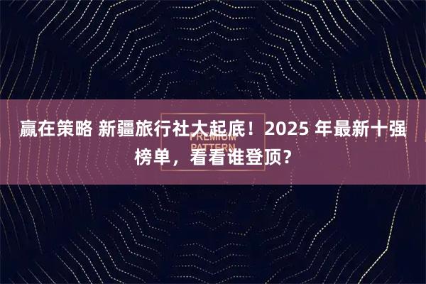 赢在策略 新疆旅行社大起底！2025 年最新十强榜单，看看谁登顶？