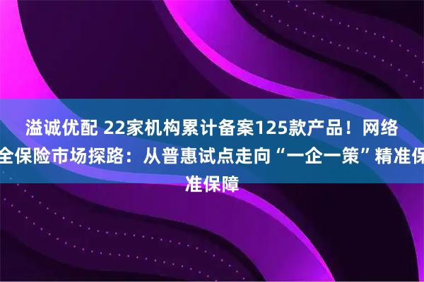 溢诚优配 22家机构累计备案125款产品！网络安全保险市场探路：从普惠试点走向“一企一策”精准保障